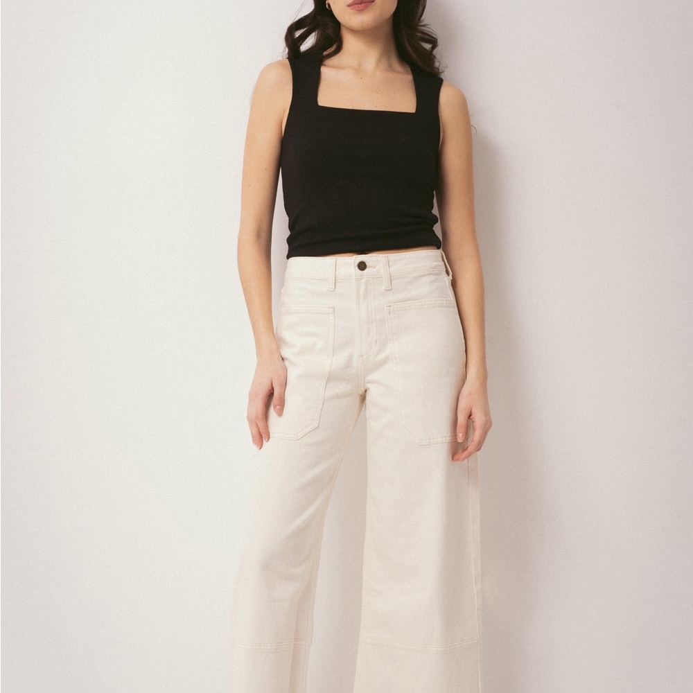 Just Black Women's Wide Leg Cream Jeans